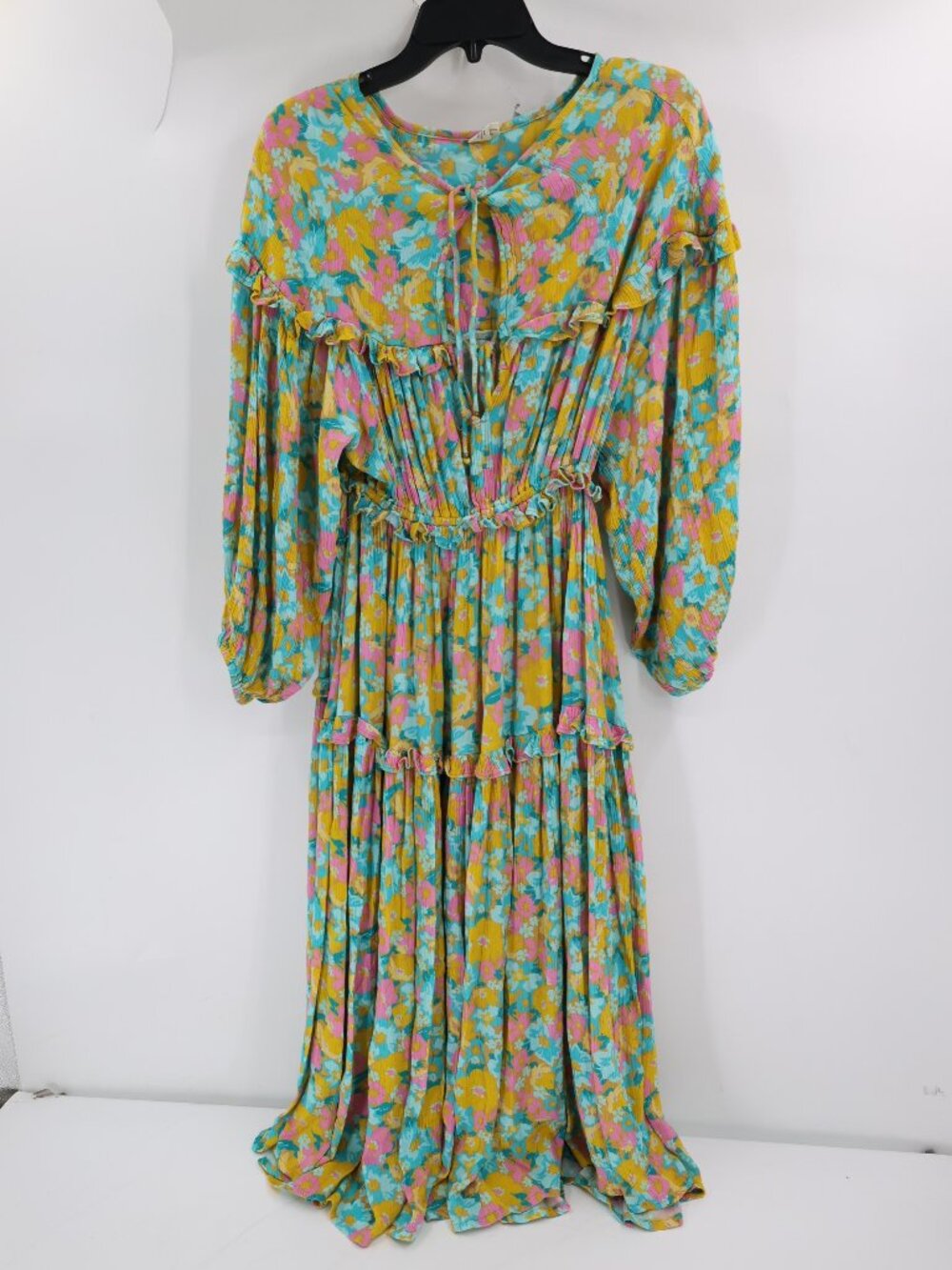 Mahli The Label Midi Dress Women XS Gown Bohemian Gypsy Floral Ruffled Rayon